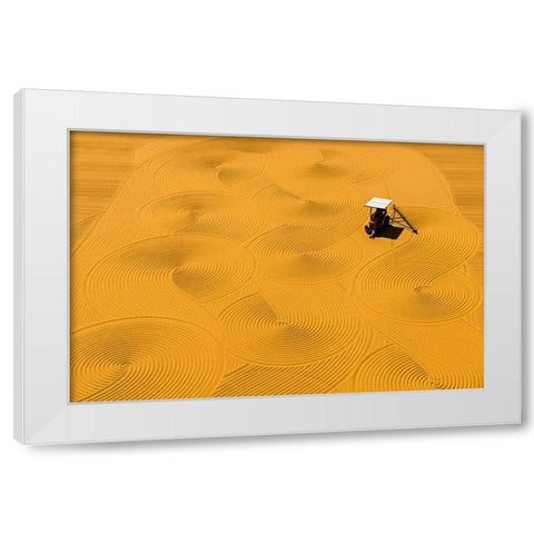 Bulgur Drying White Modern Wood Framed Art Print by Karakaya, Melih