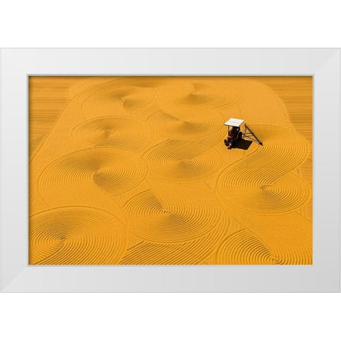 Bulgur Drying White Modern Wood Framed Art Print by Karakaya, Melih