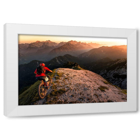 Riding Ridge Singletrack White Modern Wood Framed Art Print by Bertoncelj, Sandi