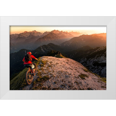 Riding Ridge Singletrack White Modern Wood Framed Art Print by Bertoncelj, Sandi