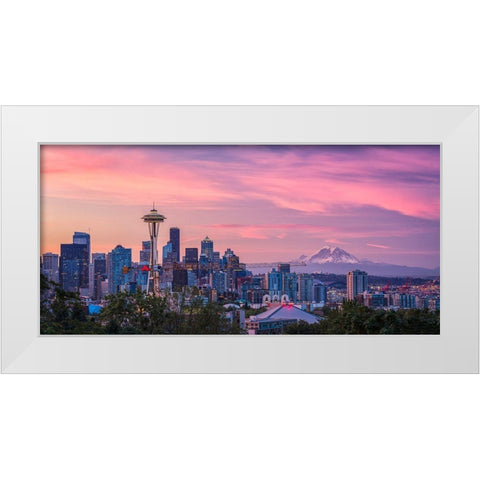 Good Morning-Seattle! White Modern Wood Framed Art Print by Zheng, Michael