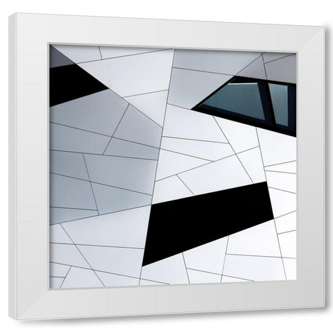 Facade Lines White Modern Wood Framed Art Print by Van De, Jeroen