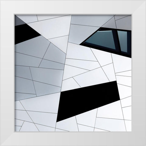 Facade Lines White Modern Wood Framed Art Print by Van De, Jeroen