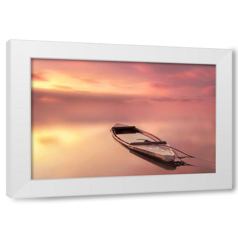 The Boat White Modern Wood Framed Art Print by Guerola, Joaquin