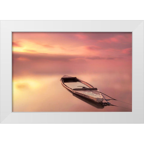 The Boat White Modern Wood Framed Art Print by Guerola, Joaquin