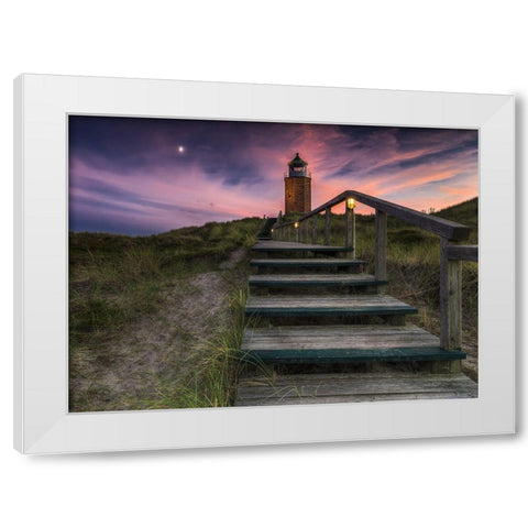 Way To Lighthouse White Modern Wood Framed Art Print by Siegel, Thomas
