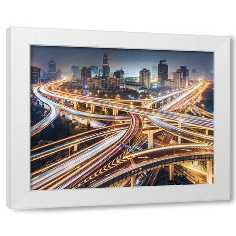 Composition Of The City White Modern Wood Framed Art Print by Jiang, Kevin