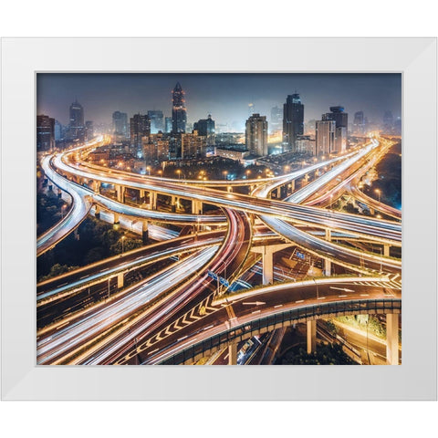 Composition Of The City White Modern Wood Framed Art Print by Jiang, Kevin