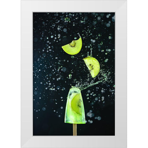 Action Kiwi Popsicle White Modern Wood Framed Art Print by Belenko, Dina