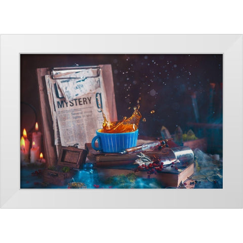 Mystery Tea White Modern Wood Framed Art Print by Belenko, Dina