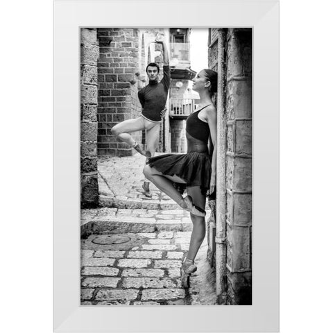 Street Dance White Modern Wood Framed Art Print by Falik, Ohad