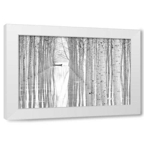 Free Movement White Modern Wood Framed Art Print by Simone, Aglioni
