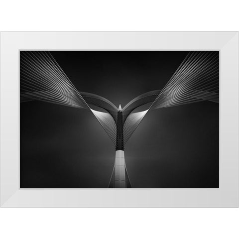 Heart Of Steel White Modern Wood Framed Art Print by Thabet, Ahmed