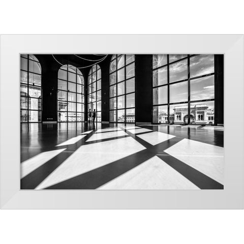 Lights And Shadows White Modern Wood Framed Art Print by Tagliarino, Marco