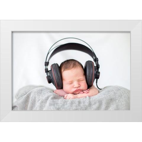 Feeling The Music White Modern Wood Framed Art Print by Jose Perez, Francisco