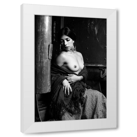 Mexican Beauty White Modern Wood Framed Art Print by Cesar Sanchez, Julio