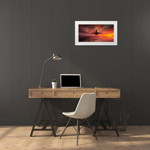 Colorful Landing. White Modern Wood Framed Art Print by Londal, Leif