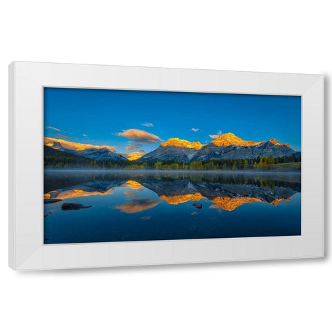 A Perfect Morning In Canadian Rockies White Modern Wood Framed Art Print by Zheng, Michael