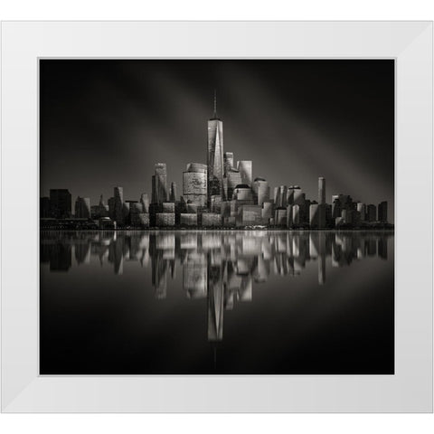 Vertex White Modern Wood Framed Art Print by Chen, Johnny