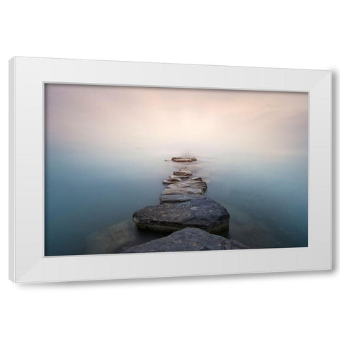 Stones White Modern Wood Framed Art Print by Guerola, Joaquin