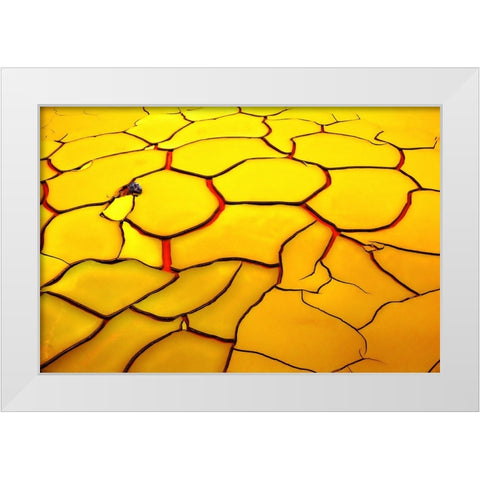 Yellow Ground, Red Heart White Modern Wood Framed Art Print by De Juan, E.