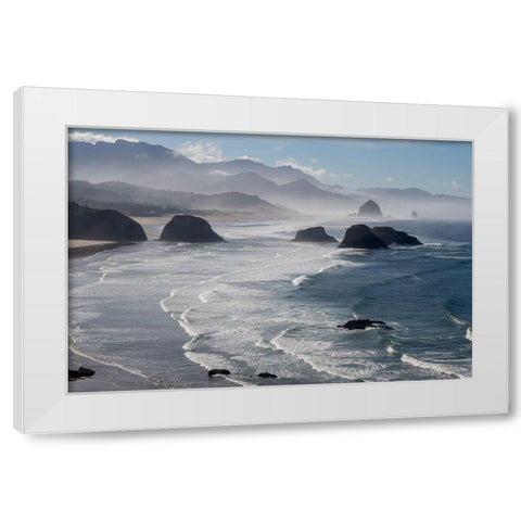 Morning View From Ecola Point White Modern Wood Framed Art Print by Mulder, Robbert