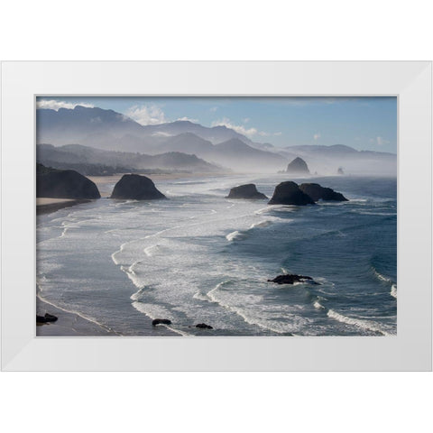 Morning View From Ecola Point White Modern Wood Framed Art Print by Mulder, Robbert