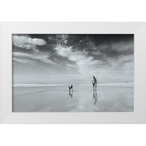Lifes A Beach White Modern Wood Framed Art Print by Van Eyken, Karen