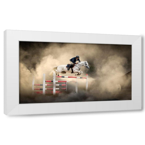 White Horse White Modern Wood Framed Art Print by Unsal, Arif