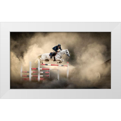 White Horse White Modern Wood Framed Art Print by Unsal, Arif