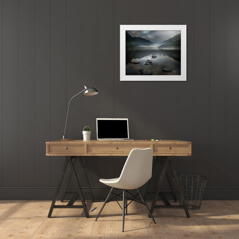 Silent Valley White Modern Wood Framed Art Print by Ahern, David