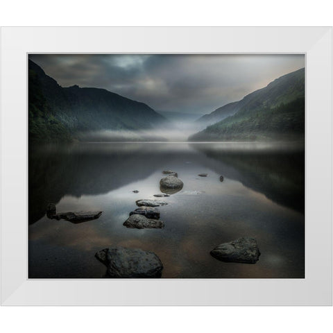 Silent Valley White Modern Wood Framed Art Print by Ahern, David