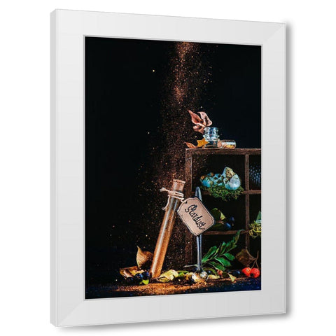 A Spoonful Of Stardust White Modern Wood Framed Art Print by Belenko, Dina