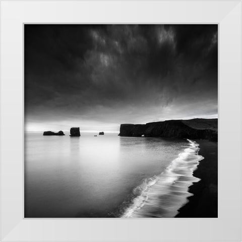 Lapping At The Shore Of A Solitary Ocean White Modern Wood Framed Art Print by Digalakis, George