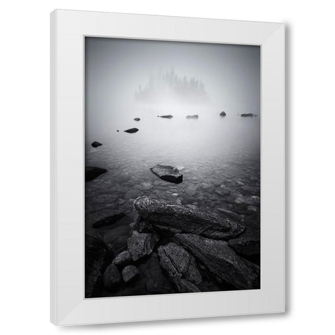 Misty Lake White Modern Wood Framed Art Print by Jacobs, Lydia