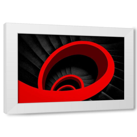 A Red Spiral White Modern Wood Framed Art Print by Schuster, Inge
