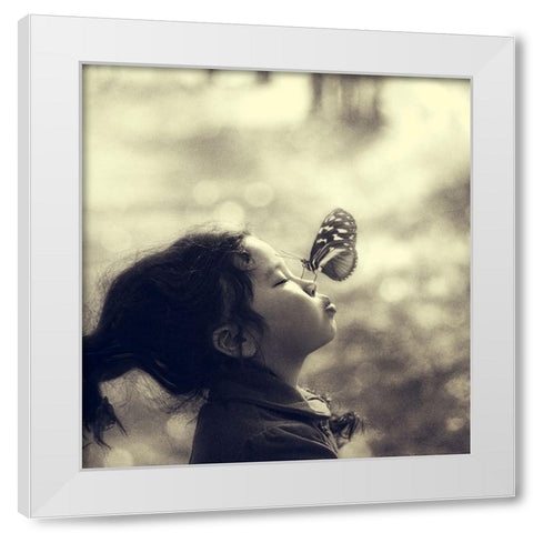 New Friend White Modern Wood Framed Art Print by Melik-Nubarova, Svetlana