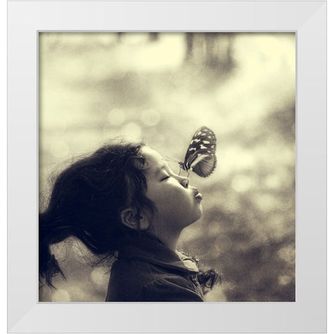 New Friend White Modern Wood Framed Art Print by Melik-Nubarova, Svetlana