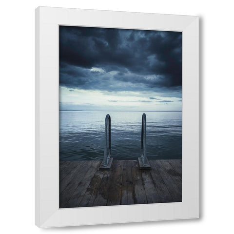 Moody Jetty White Modern Wood Framed Art Print by Lindsten, Christian