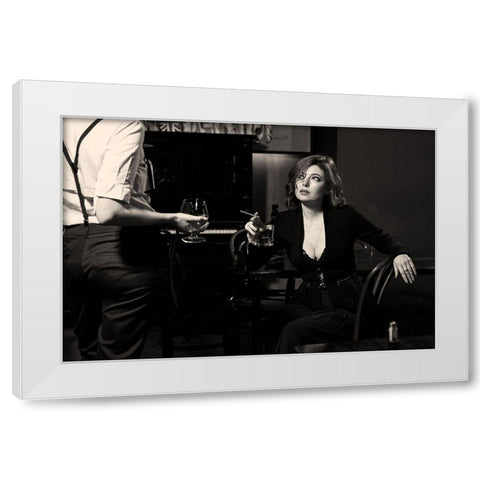 At The Bar White Modern Wood Framed Art Print by Smirnov, Sergei