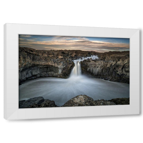 Aldeyjarfoss Waterfall North Iceland White Modern Wood Framed Art Print by Olsson, Ronny
