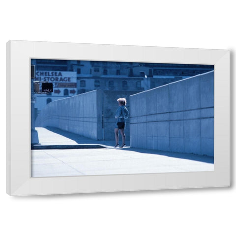 Streetwork-From The Series Qnew York Bluesq White Modern Wood Framed Art Print by Matthes, Dieter