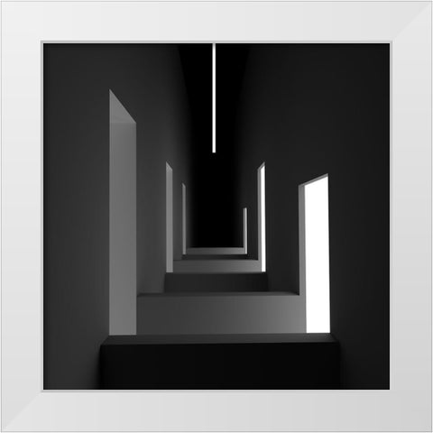 Unsymmetric White Modern Wood Framed Art Print by Bunjamin, Antonyus