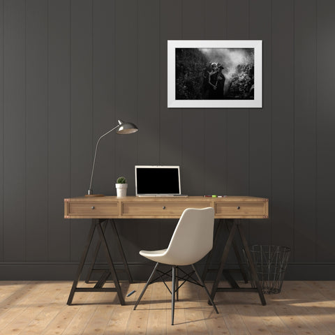 No.42 White Modern Wood Framed Art Print by M, Adirek