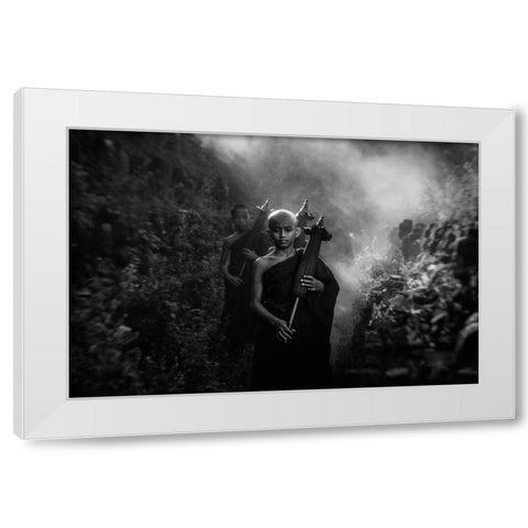 No.42 White Modern Wood Framed Art Print by M, Adirek