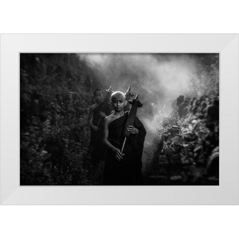 No.42 White Modern Wood Framed Art Print by M, Adirek