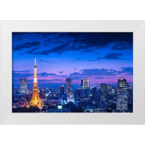 Tokyo Night View White Modern Wood Framed Art Print by Kataoka, Takao