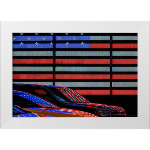 Stars And Stripes Reflected White Modern Wood Framed Art Print by Wride, Linda
