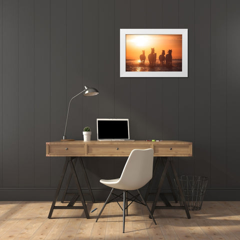 Camargue Angels White Modern Wood Framed Art Print by Anton, Rostovskiy