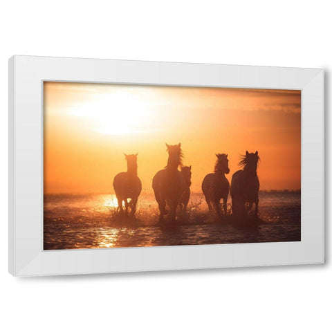 Camargue Angels White Modern Wood Framed Art Print by Anton, Rostovskiy